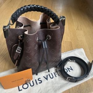 RARE Louis Vuitton Muria Mahina Bucket Shoulder Bag Brown Leather